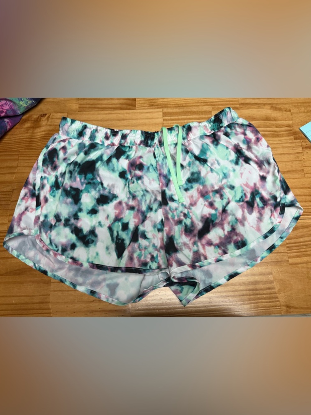 Ladies Old Navy Tie-Dye Athletic Shorts in Mint, Plum, Black - Semi fitted